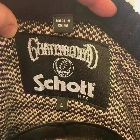 Schott NYC Grateful Dead Bear Motif Cotton Sweater-Sz L - Picture 4 of 5